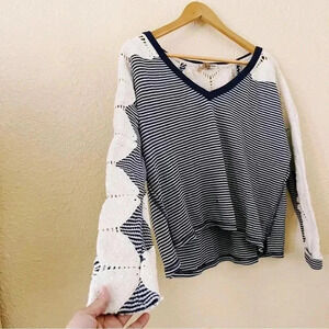 Free people crochet knit top longsleeve sweater